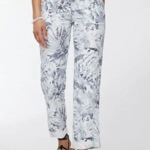 Chicos leaf design linen blend pants size 0